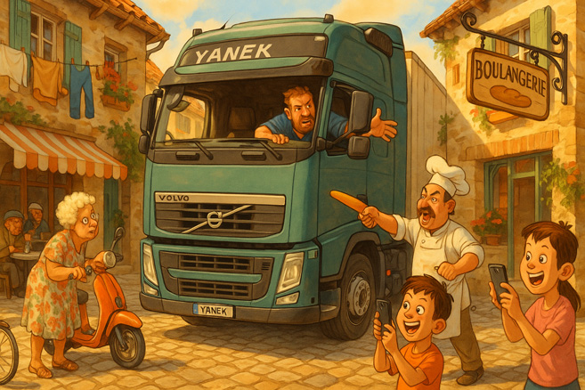 Фура в маленьком провинциальном французском городке