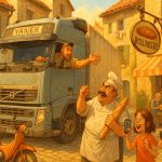 Фура в деревушке