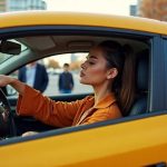 женщина за рулём автомобиля