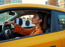 женщина за рулём автомобиля