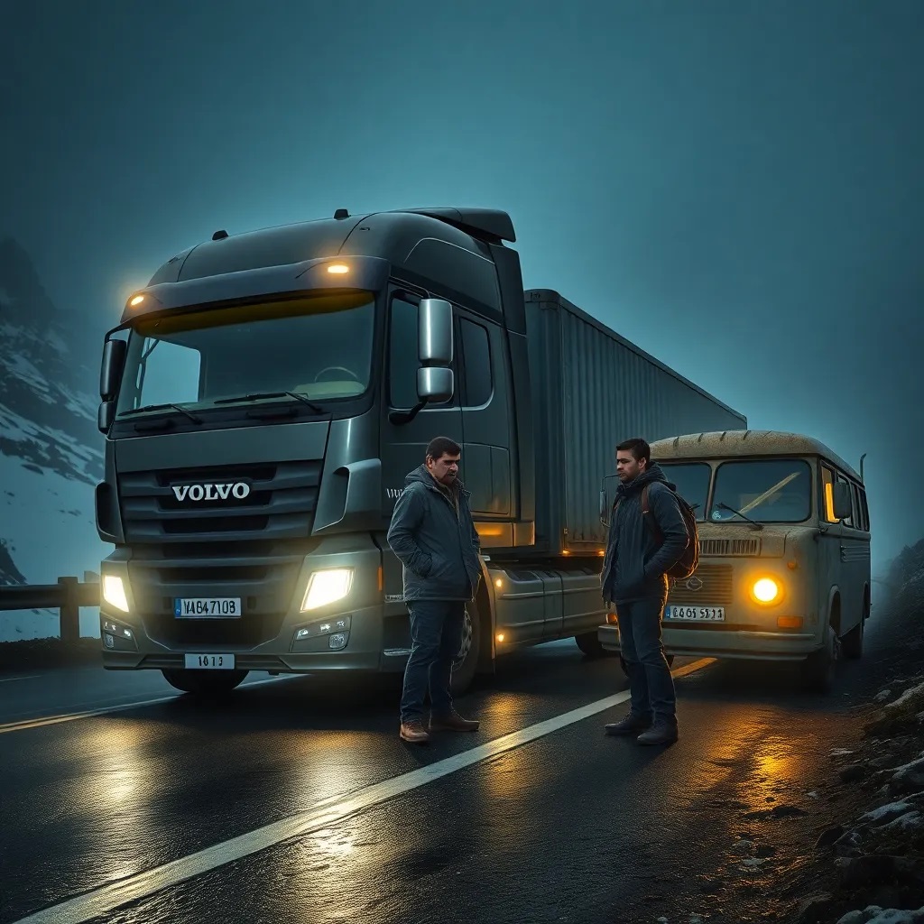 night meeting in mountains